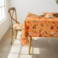 thumbnail image 2 of Thanksgiving Waterproof Tablecloth – Fall Harvest Pumpkins, Maple Leaves & Berries Print – Autumn Rectangle Table Cover for Dining or Party, Brown, W60 x L84 in, 2 of 8