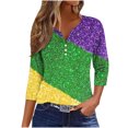thumbnail image 2 of Fiudx Camisetas para Mujer Blusa de Manga 3/4 Corta Estampada a La Moda para Mujer, Blusa Informal con Cuello Redondo, 2 of 5