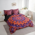 thumbnail image 3 of Manfei Bohemian Mandala Bedding Comforter Set 7pcs for Girls Women, Hippie Floral Flower King Bedding Sets, Purple Orange Bed Sheets, Ultra Soft Home Decor, 3 of 8