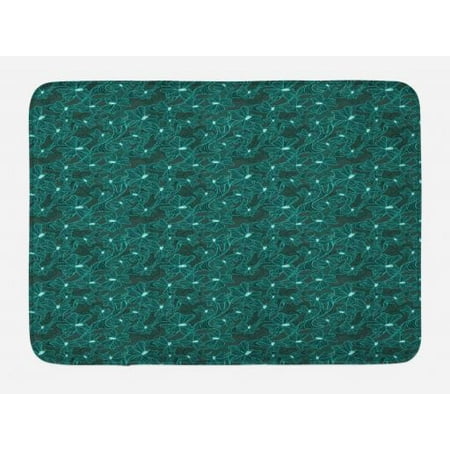 Teal Kitchen Mat Turquoise Bath Mat, Floral Arrangement Vintage Flower Bouquet Baroque Inspired Foliage Ornamental Design, Non-Slip Plush Mat Bathroom Kitchen Laundry Room Decor, 29.5 X 17.5 Inches, Teal, Ambesonne ()