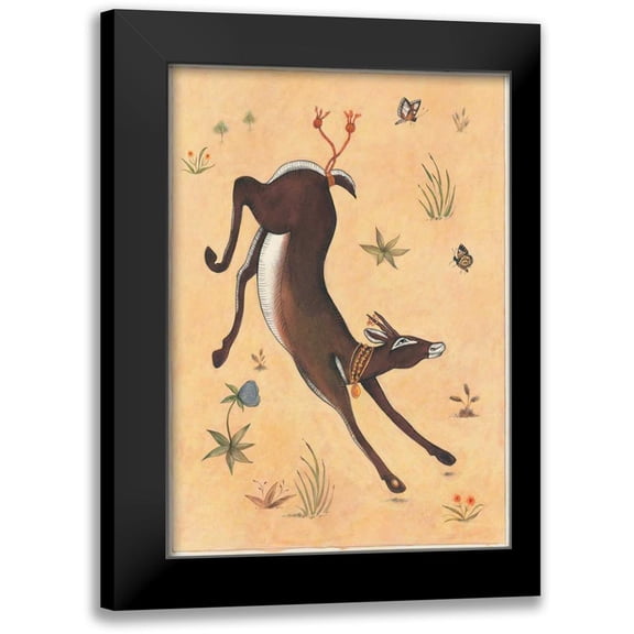 Gynn, Fran 11x14 Black Modern Framed Museum Art Print Titled - Black Deer-Doe-Indian Animals