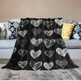 thumbnail image 2 of RUIYC Heart Love Sherpa Blanket Queen Romantic Love Pattern Throw Blanket Valentine's Day Plush Blanket Geometry Black and White Bedroom, 2 of 6