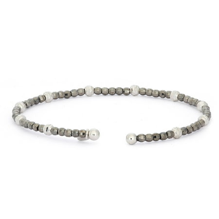 Giuliano Mameli Sterling Silver Black Rhodium-Plated Bangle with Round Faceted Beads