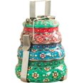 thumbnail image 1 of Handmade Stainless Steel Tiffin Box (Blue-Green-Pink, Three Tiers), 1 of 1