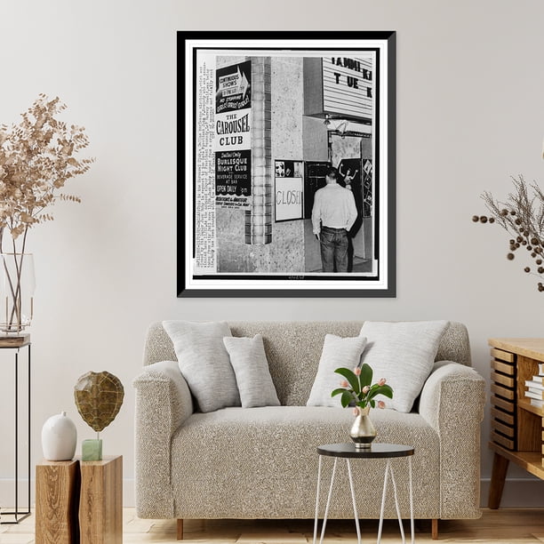 Historic Framed Print, [Exterior view of Jack Ruby's Carousel Club