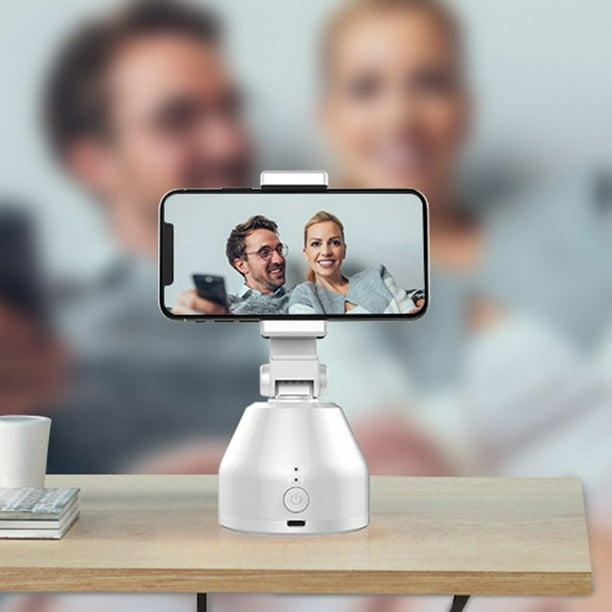 Trípode con seguimiento automático de teléfono, seguimiento facial automático para la mayoría de los teléfonos, seguimiento facial de 360 grados, soporte para teléfono con detección de movimiento y má