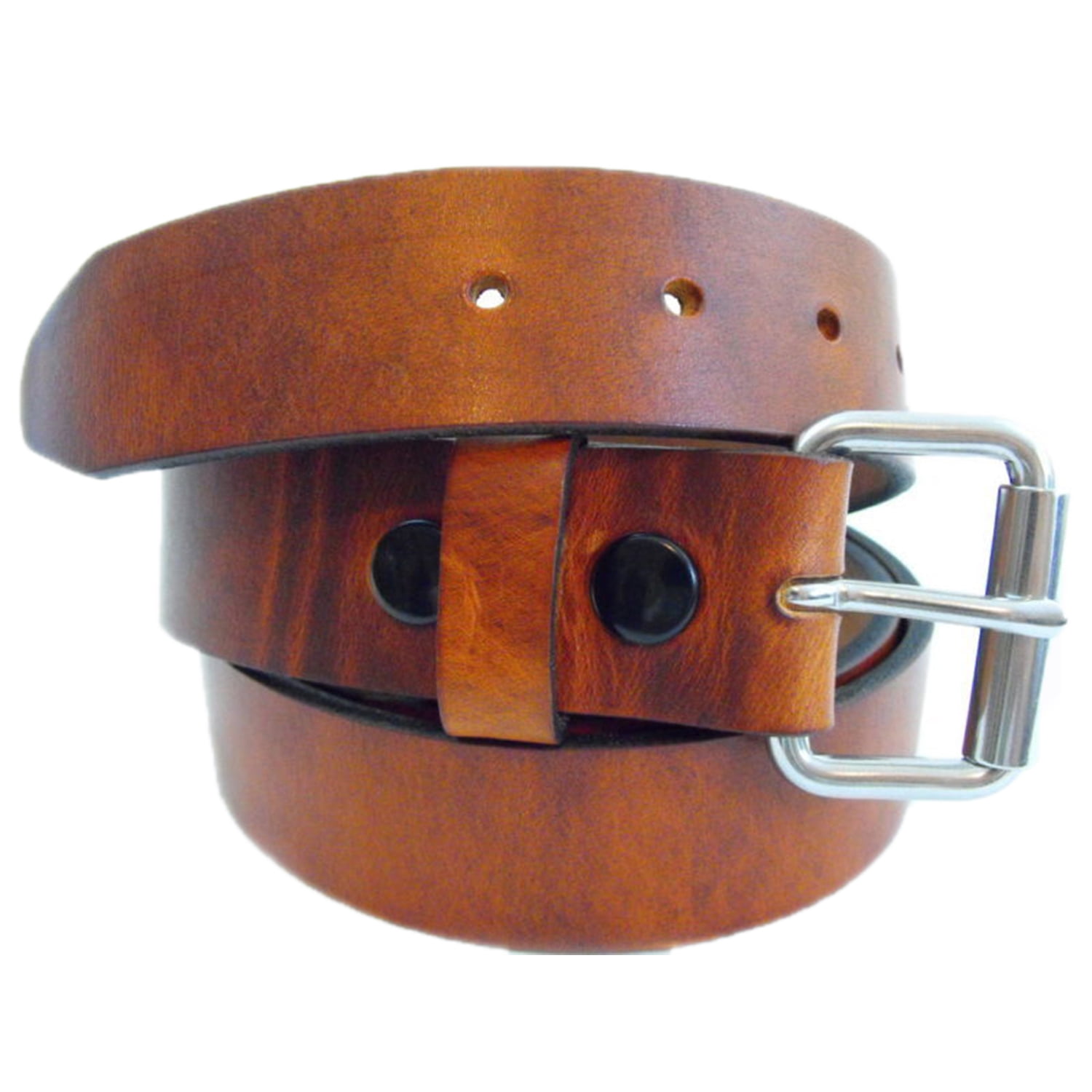 Mens 1 1//2 Rustic Hot Dipped Tan Harness Leather Belt Double Hole