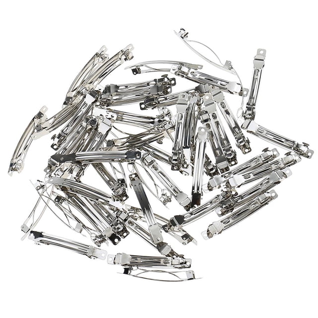 50 piezas de pasadores franceses retro plateados en blanco para el cabello, herramientas elásticas para manualidades DIY 9x78mm