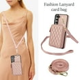 thumbnail image 3 of Compatible with Samsung Galaxy S21 FE 5G Wallet Phone Case Tempered Glass Screen Protector Wrist Crossbody Strap Stand Credit Card Holder RFID Slot Cell Cover for S 21FE 5G UW Women Girls Rose Gold, 3 of 10