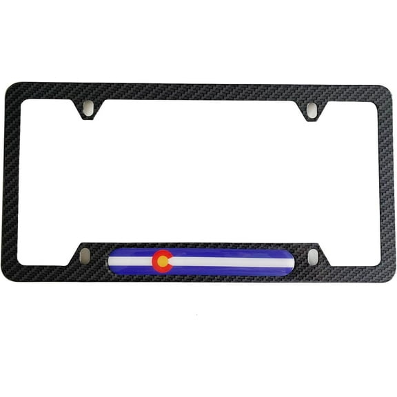 Carbon Fiber License Plate Frame Cover Holder Colorado State Flag Truck Car Accessories Stainless Steel 1PC