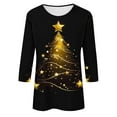thumbnail image 5 of Fewfanhot Womens Tops Christmas Shirts for Women Funny Graphic Crewneck 3/4 Sleeve Holiday Casual Dressy Blouses, 5 of 5
