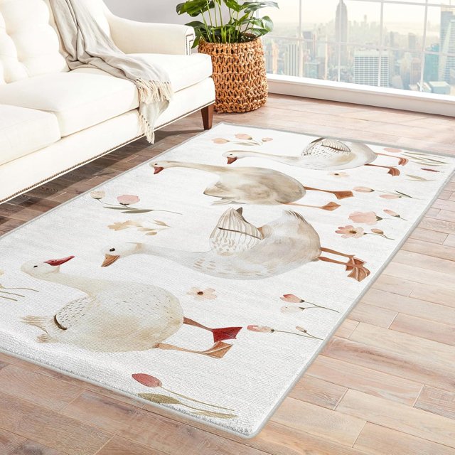 Goose Area Rugs for Bedroom Living Room - 6x9 ft - Animal Carpet for Home Decor - Animal Patterned Decorative Indoor Large Rug - Washable & Soft & Non Slip & Low Pile (ZL&141)