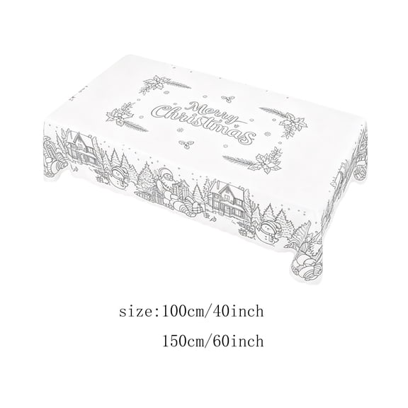 MMJ Christmas Coloring Table Cover DIY Activity Tablecloth, Washable Protective Cover for Holiday Party Table Christmas Decor 40x60in