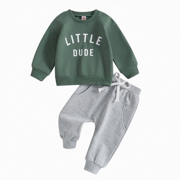 Xudanell Boy Baby Clothes Boys Winter Trousers Suit Letter Baby Cotton 9 12 18 24 Months Outfits 3-6 Month Boy Clothes Green 6-12 Months