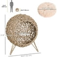 thumbnail image 2 of BOBOKY 20.5" Weaved Cat Bed, Elevated Hand-Woven Braided Banana Leaf Kitten House Condo with Cushion, Polyester, 20.5"D x 20.5"W x 22.75"H,Beige, 2 of 9