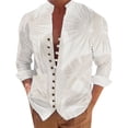 thumbnail image 1 of Camisa Hombre Camisa de manga larga con estampado digital 3D y soporte con botones sueltos para hombre, vacaciones, playa, ocio (Khaki, XL), 1 of 5