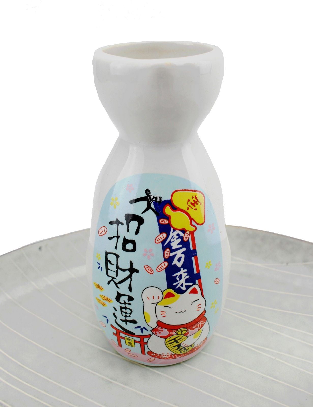 Japanese Maneki Neko Ceramic Sake Set ~ 5 Piece Sake Set Lucky Cat ~US Seller 