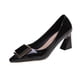 thumbnail image 1 of Tacón cuadrado, tacones puntiagudos, zapatos de mujer de cuero de tacón medio, tacones altos, boca en V, zapatos informales de oficina para mujer, tacón de 5 cm37 Gao Jinjia LED, 1 of 2