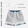 thumbnail image 5 of Blue Beige Triangles Swim Trunks Board Shorts Beach Pants Bathing Bottoms M, 5 of 8