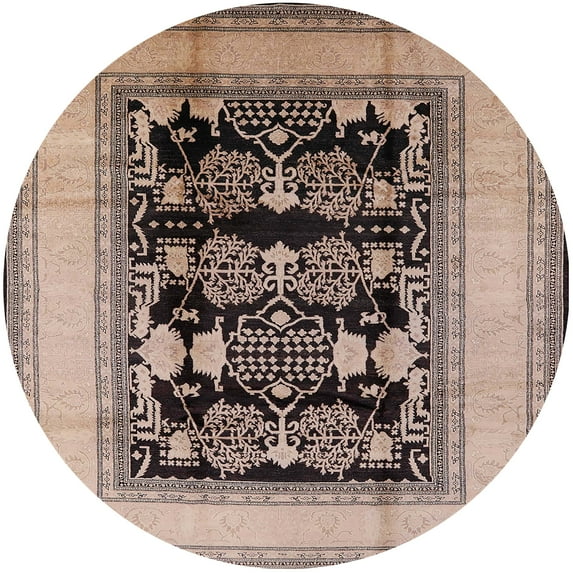 Ahgly Company Indoor Round Mid-Century Modern Pastel Orange Area Rugs, 5' Round