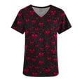 thumbnail image 4 of RKSTN Scrubs for Women Valentine's Day Heart Print Trendy Spring Summer V Neck Color Block Short Sleeve Caregiver Nursing Work Top with Pockets, 4 of 5
