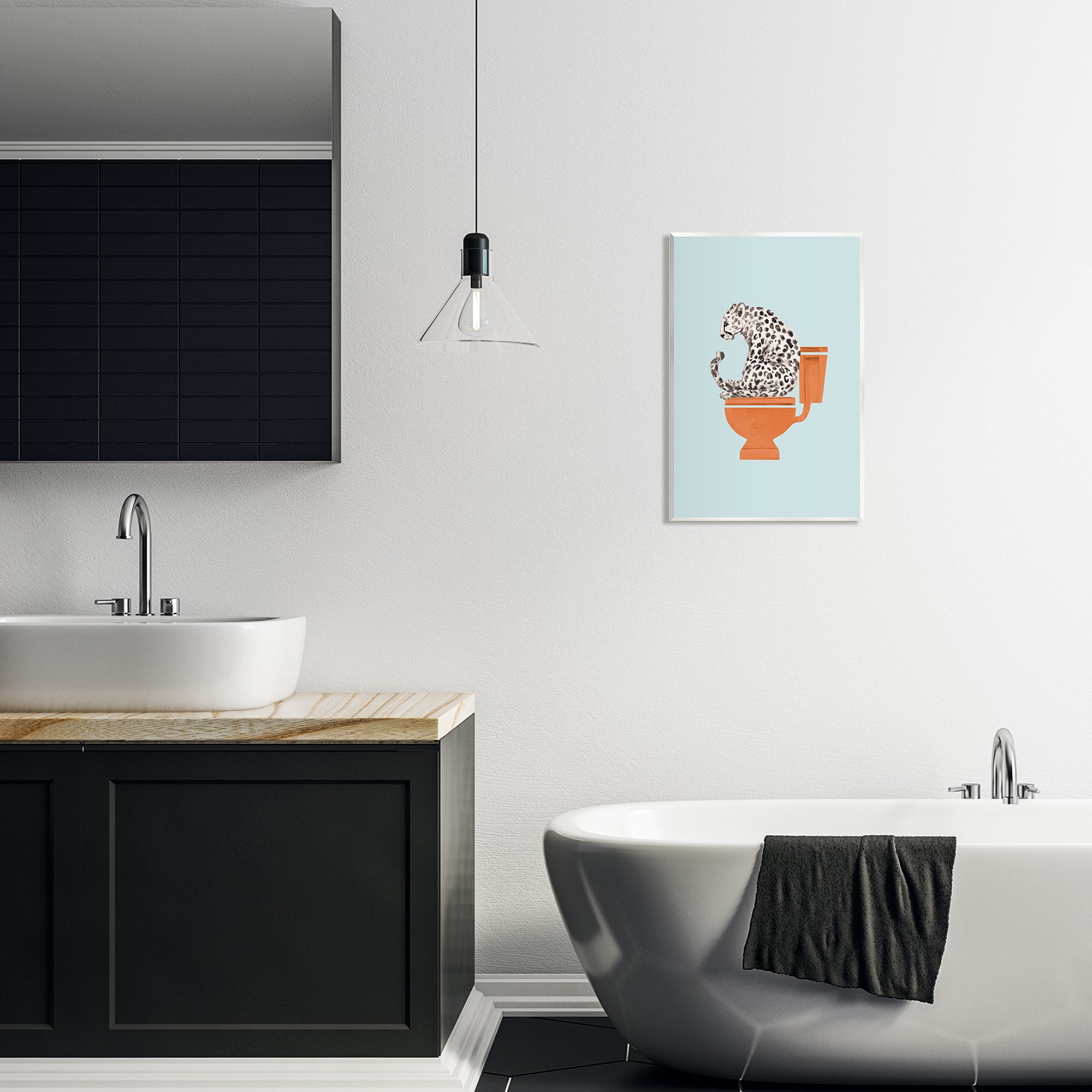 Stupell Industries Cheetah on Bathroom Toilet Animals & Insects Painting Unframed Art Print Wall Art, 13 x 19