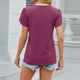 thumbnail image 4 of Itsame Summer Loose T-Shirt for Womens Solid Color Short Sleeved Tops Fashionable Solid Color Round Neck Blouses Wine Size L, 4 of 5