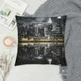 thumbnail image 2 of COMIO  New York Night City Landscape Throw Pillow Cover Rise Building Reflection Black Square Throw Waist Pillow Case Decorative Cushion Cover Pillowcase Sofa Lumbar, 2 of 5