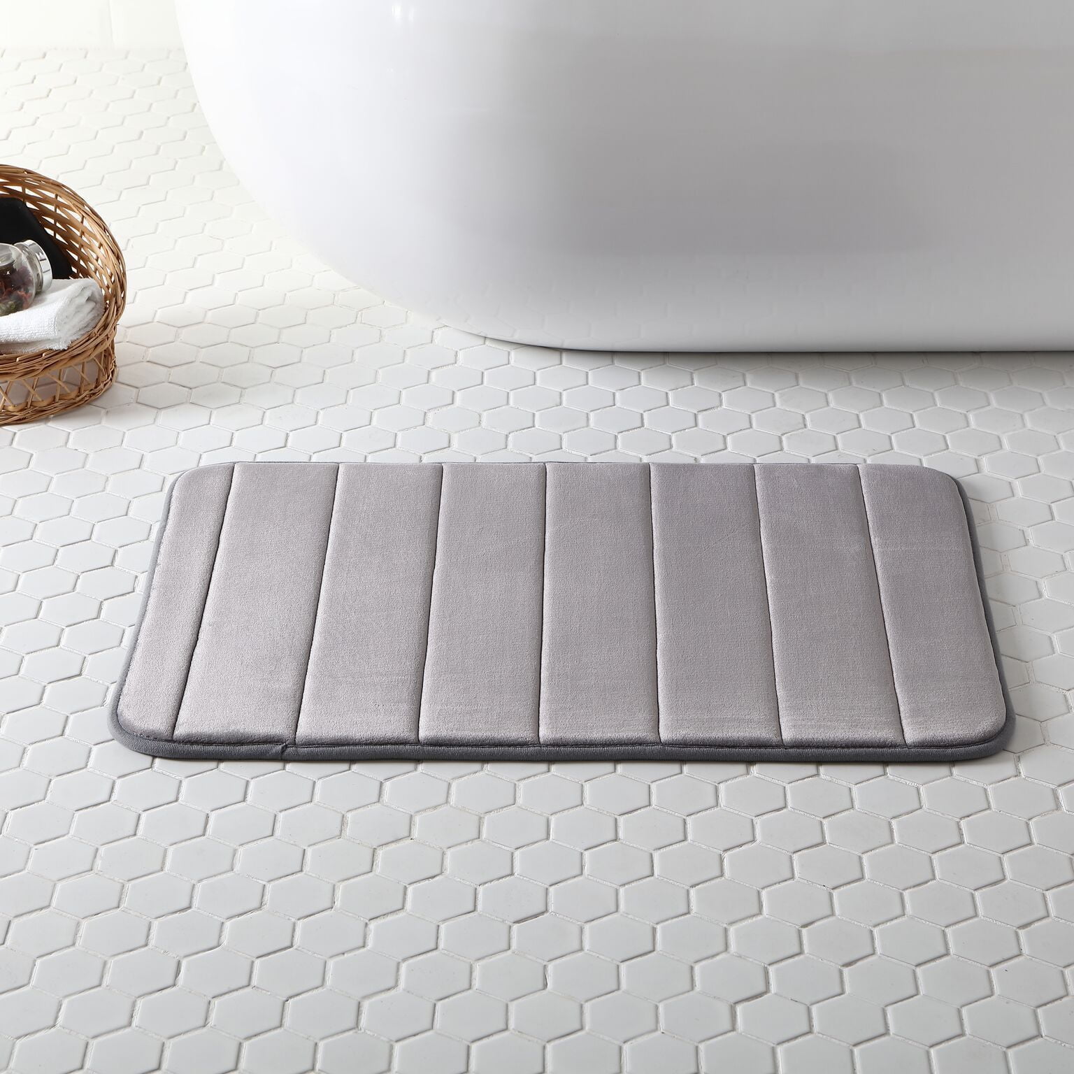 VCNY Home Ultra Plush Memory Foam NonSlip Bath Mat Silver