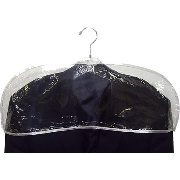Clear Plastic Men's Shoulder Covers, 24 Inch Vinyl Protective Cover with Stitched Edges (Set of