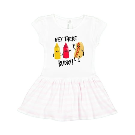 

Inktastic Hey There Buddy with Ketchup Mustard and Hot Dog Gift Toddler Girl Dress