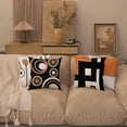 thumbnail image 5 of Orange Pillow Covers 18x18 Set of 4, Decorative Pillow Covers, Geometric Abstract Orange Throw Pillowcases for Sofa Couch Bed Patio, Linen Farmhouse Cushion Case Outdoor Home Decoration, 5 of 6