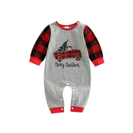 

Canrulo Christmas Newborn Baby Boy Girl Merry Christmas Long Sleeve Romper Jumpsuit One-Piece Xmas Clothes Red Gray 0-3 Months