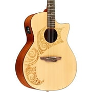 Luna Oracle Tattoo Cutaway Cedar Top Grand Concert Acoustic Guitar - Rosewood Fretboard - Matte