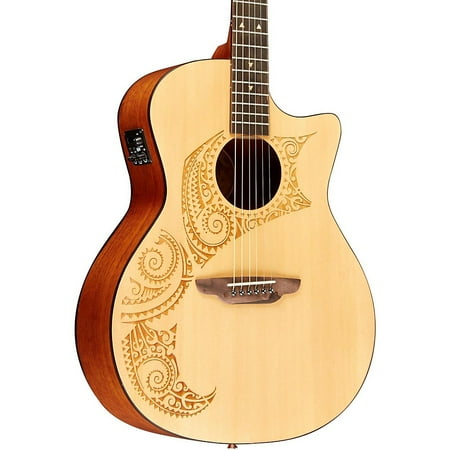 Luna Oracle Tattoo Cutaway Cedar Top Grand Concert Acoustic Guitar - Rosewood Fretboard - Matte