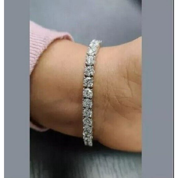 10 CT Round Simulated Diamond 14k White Gold Plated Tennis Bracelet 7 Inch 4MM