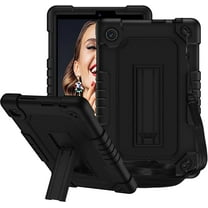 Fancing for TCL Tab 8 LE Tablet Case,with Shoulder Strap Soft Silicone&Hard Back Hybrid Shockproof Kids Friendly Case for TCL Tab 8 LE(Model:9137W)/TCL Tab 8 WiFi(Model:9132X) (Black/Black)