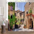 thumbnail image 3 of Farm Style Shower Curtain Garden Potted Italian Green Plants Vintage Windows Mediterranean Greece Scene Curtains Bathroom r, 3 of 6