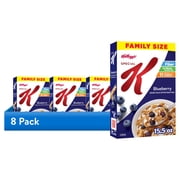 (8 pack) Kellogg's Special K Blueberry Breakfast Cereal, Good Source of Fiber, Family Size, 15.5 oz