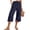 BU21_Navy, variant on Side Slit Capris for Women Summer Wide Leg Pants Beach Casual Elastiv Wasited Trousers with Pockets Gray L