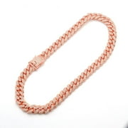 Miami Men Women Rock Street Rhinestone Punk Hip Hop Fashion Cuban Necklace Men Bracelets Thick Chain Jewelry Accessories ROSE GOLD NECKLACE-45 CM