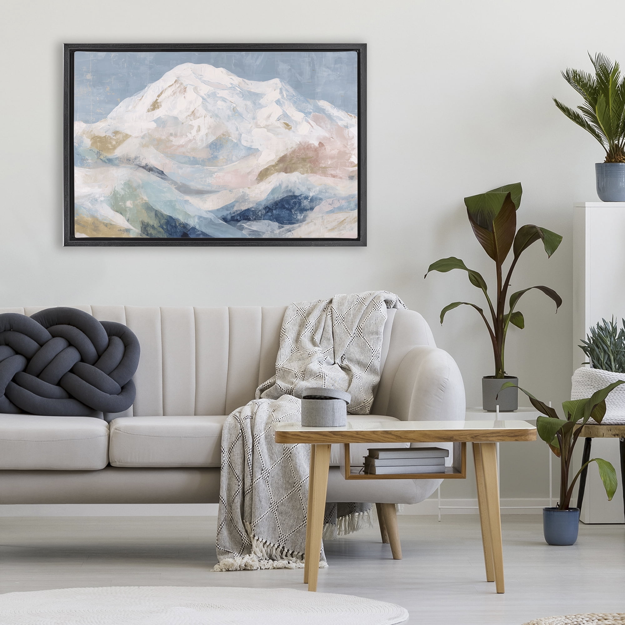 Stupell Industries Icy Mountain Range at Dusk Black Framed Floater Canvas Wall Art, design by Chromatic Storm Studio