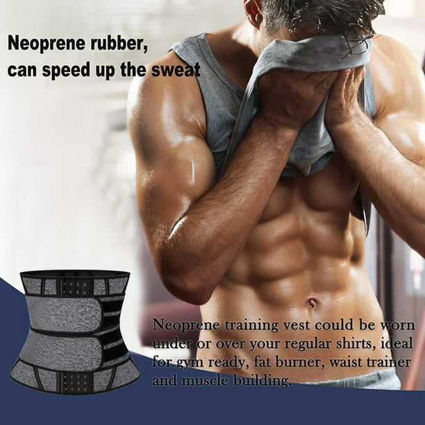 Neoprene Sauna Waist Trainer Corset Sweat Belt for Men Weight Loss Body  Shaper Compression Trimmer Workout Fitness Fat Burner Back Suppor(M, Gray 