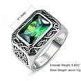 thumbnail image 5 of Men's 6.85ct 8X12mm Radiant Cut Created Emerald 925 Sterling Silver Wedding Engagement Band Size 6-14, 5 of 5