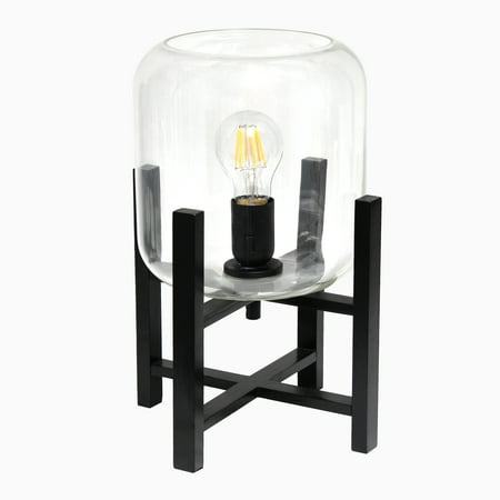 Photo 1 of (PARTS ONLY, CHECK PHOTOS) NON REFUNDABLE
Black Wood Mounted Lamp With Clear Glass Glass Table Lamp