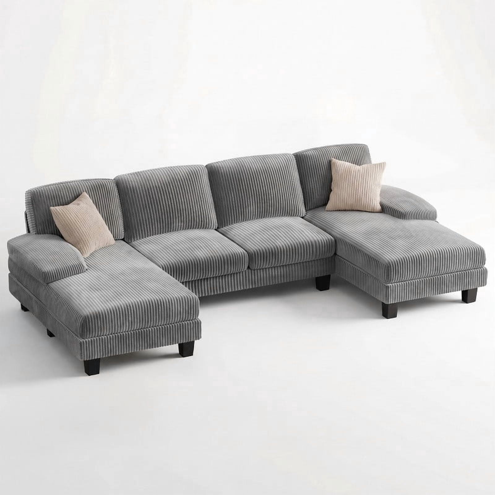 Vineego 105" Cloud U-shape Sectional Sofa Modern Modular Oversized Couches for Living Room,No Assembly Required,Corduroy Gray
