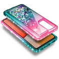 thumbnail image 4 of Nagebee Case for Samsung Galaxy A52 5G with Tempered Glass Screen Protector (Full Coverage), Sparkle Glitter Flowing Liquid Floating Bling Diamond Women Girls Cute Case (Pink/Aqua), 4 of 6