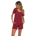 thumbnail image 2 of FJUCHAI Pajama Set for Women 2 Piece Short Sleeve Button Down Pjs Set Sleepwear Two Piece Pjs Shorts Set with Pockets S-XXL, 2 of 8