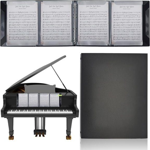 Piano Sheet Folder Music File Binder 4 Pages Expand 52 Pockets Black Piano Notebook Holder Organizer Writable