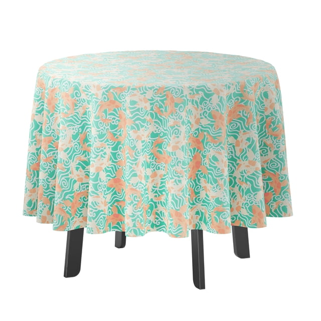 Vargottam Indoor/OutdoorRoundTablecloth 58 InchRoundTablecloth Waterproof PatioTableCloths- Spring/SummerTableCovers for Backyard CircularTable/BBQs/Picnic -Aquamarine Green2